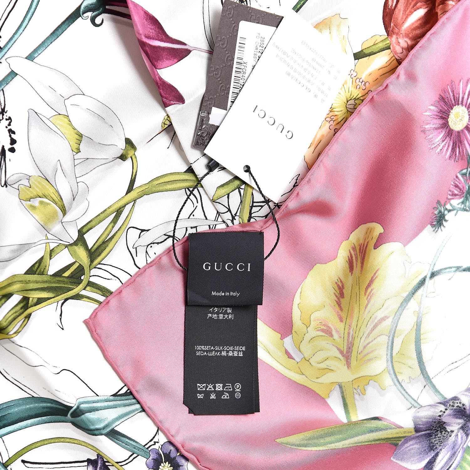 Gucci Silk Flora Infinity Chrissy Square Scarf Pink 5 of 5