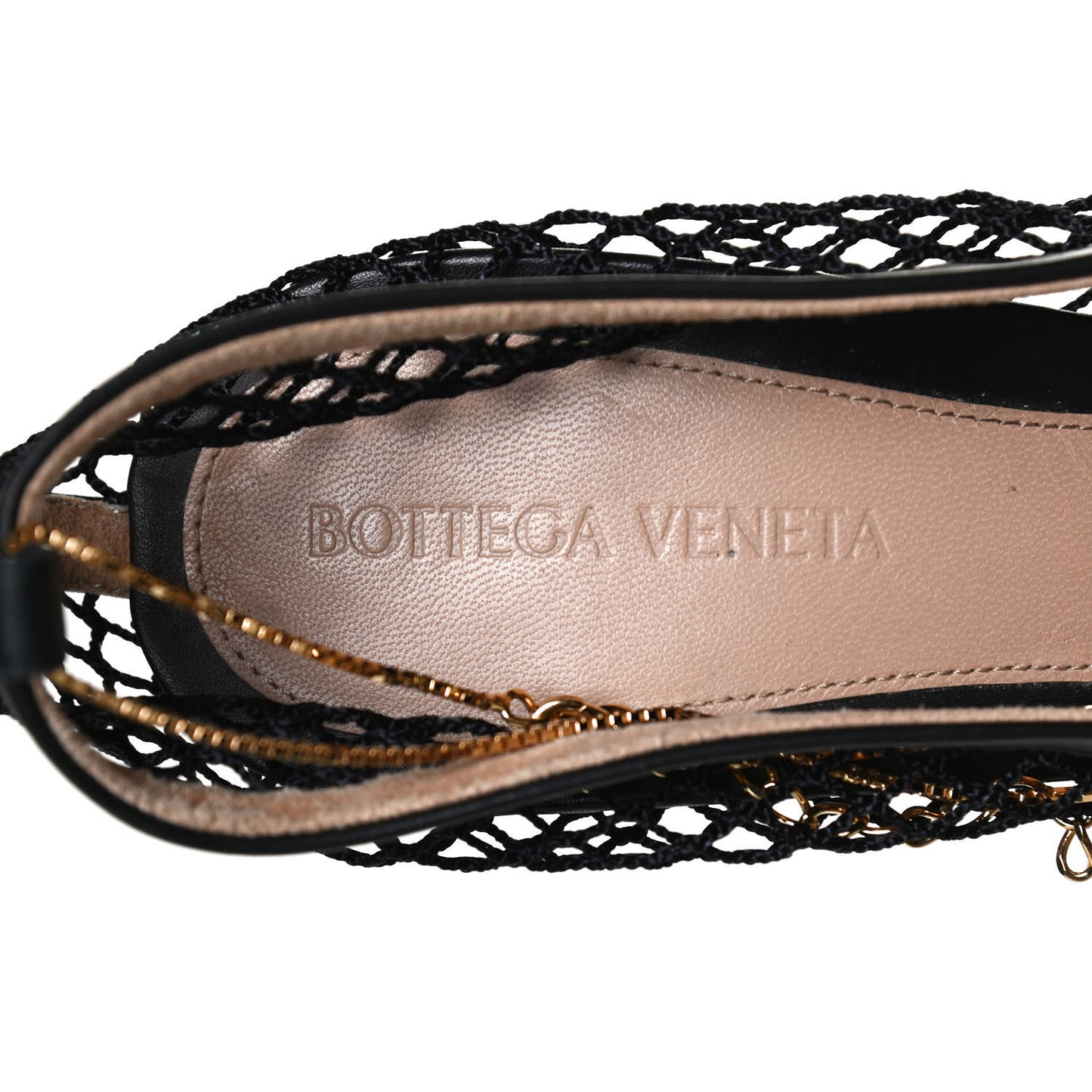 Mesh Nappa Chunky Chain Sandals 40 Black