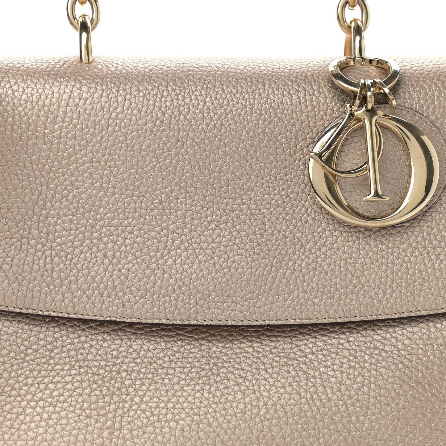 Metallic Bullcalf Small Be Dior Flap Pale Gold