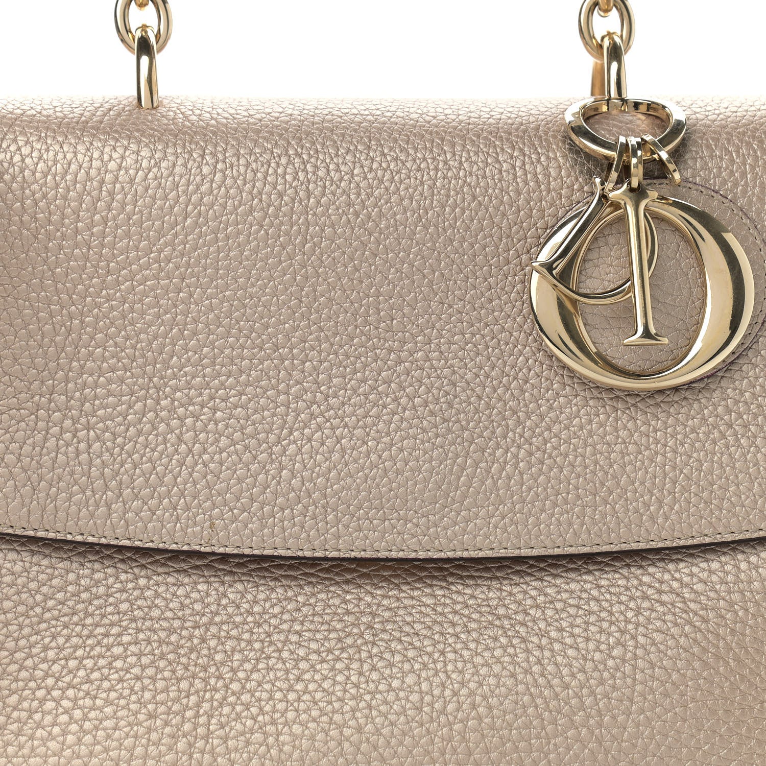 Christian Dior Metallic Bullcalf Small Be Dior Flap Pale Gold 9 of 13