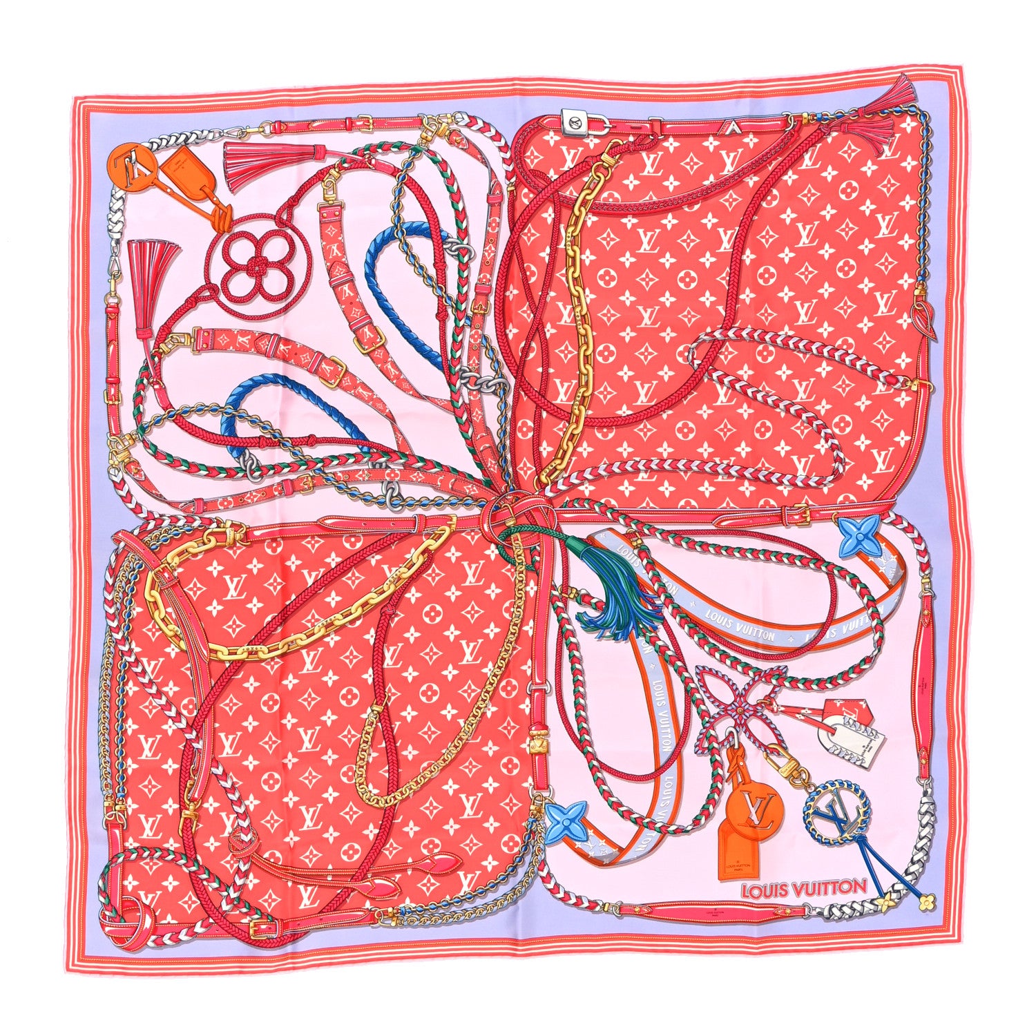 Louis Vuitton Silk Mix and Straps Square 90 Scarf Rose 1 of 4