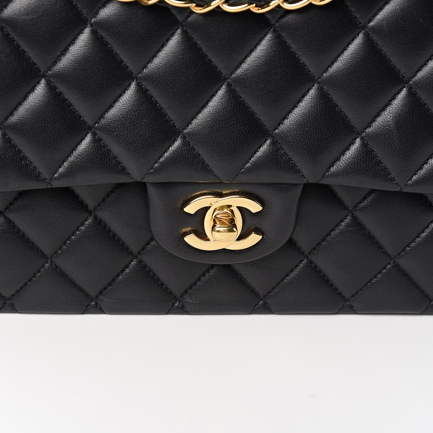 Lambskin Quilted Medium Double Flap Black