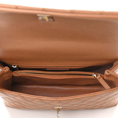 Chanel Caviar Quilted Small Coco Handle Flap Brown 7 of 19
