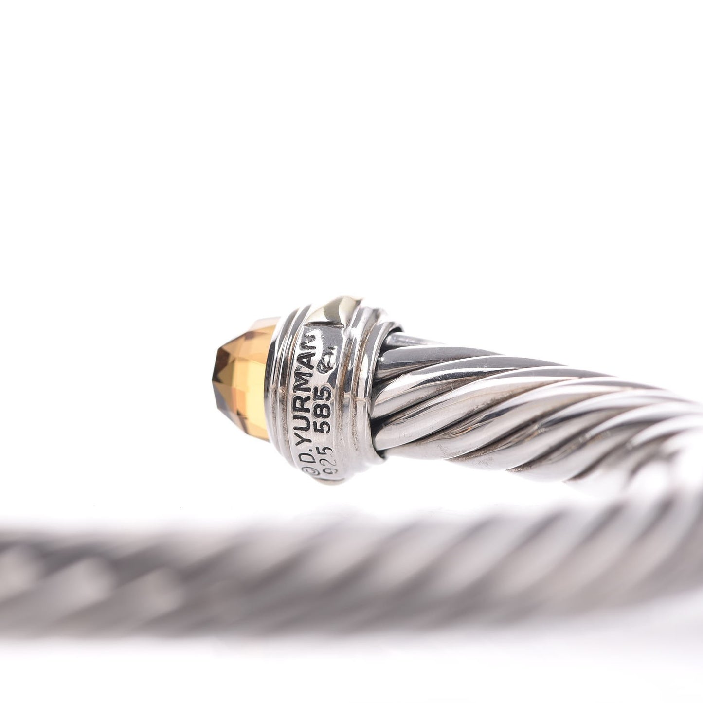 Sterling Silver 14K Yellow Gold Citrine 7mm Cable Classics Bracelet