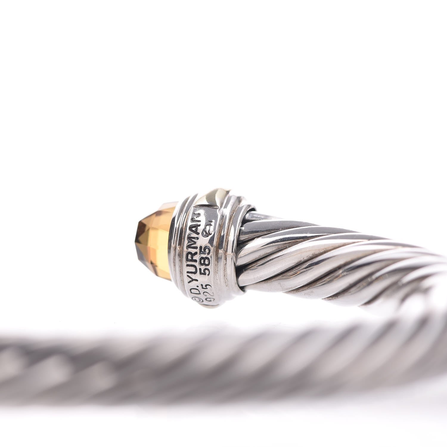 David Yurman Sterling Silver 14K Yellow Gold Citrine 7mm Cable Classics Bracelet 5 of 6