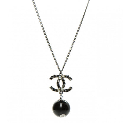 Chanel Ruthenium Bead CC Necklace Black 1 of 8