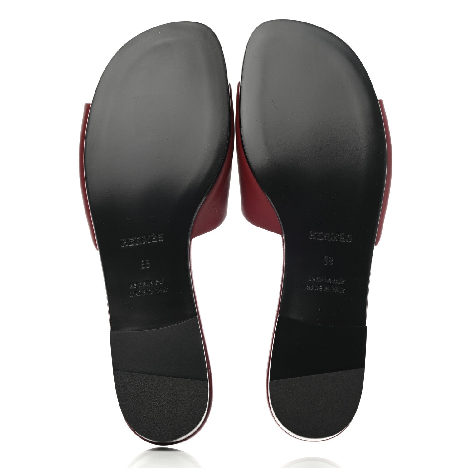 Hermes Calfskin Dune Sandals 38 Rouge Sangria 5 of 10