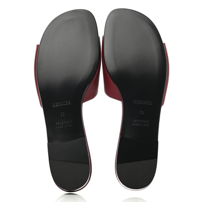 Hermes Calfskin Dune Sandals 38 Rouge Sangria 5 of 10