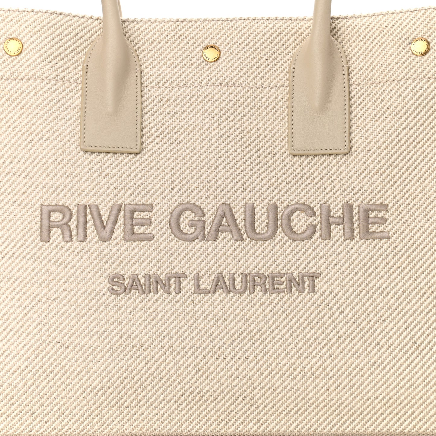 Linen Calfskin Small Rive Gauche Tote Beige Sea Salt