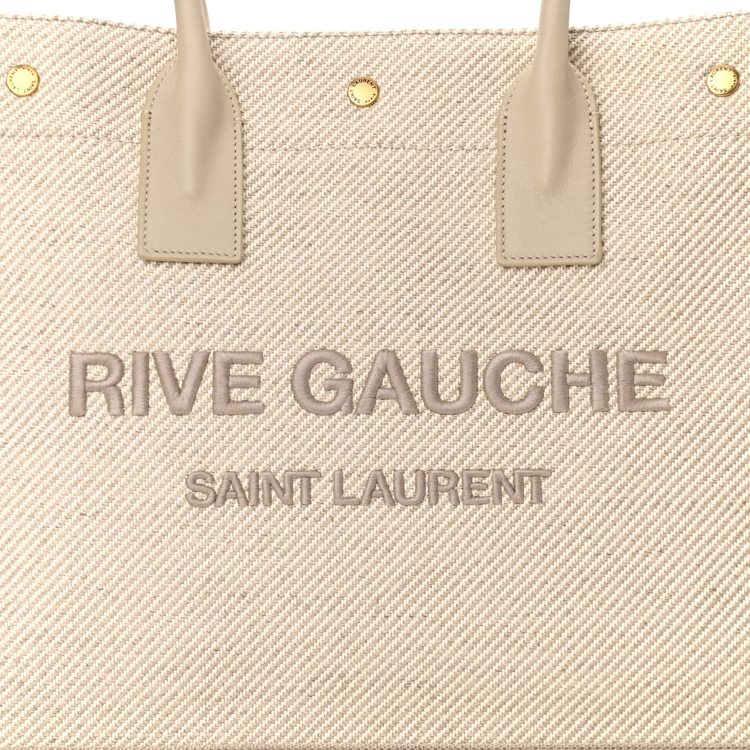 Saint Laurent Linen Calfskin Small Rive Gauche Tote Beige Sea Salt 7 of 11