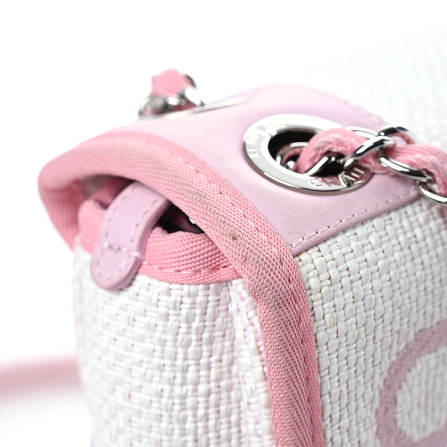 Chanel Woven Straw Raffia Small Deauville Messenger Light Pink 10 of 17
