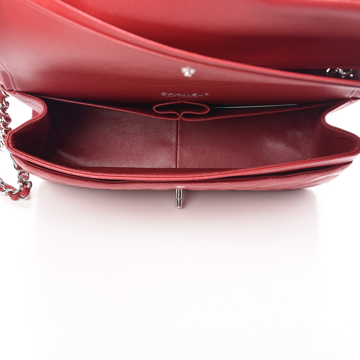 Caviar Quilted Jumbo Double Flap Red