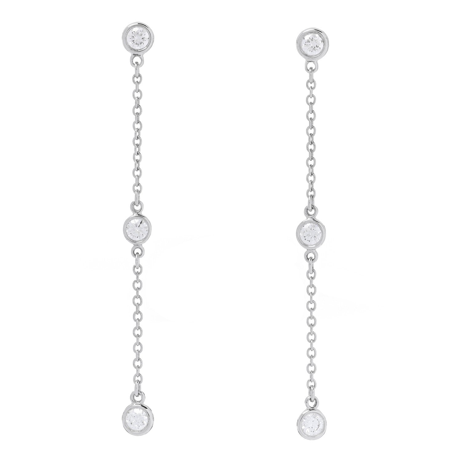 Tiffany Platinum Elsa Peretti Diamonds by the Yard Drop Earrings 1 of 6