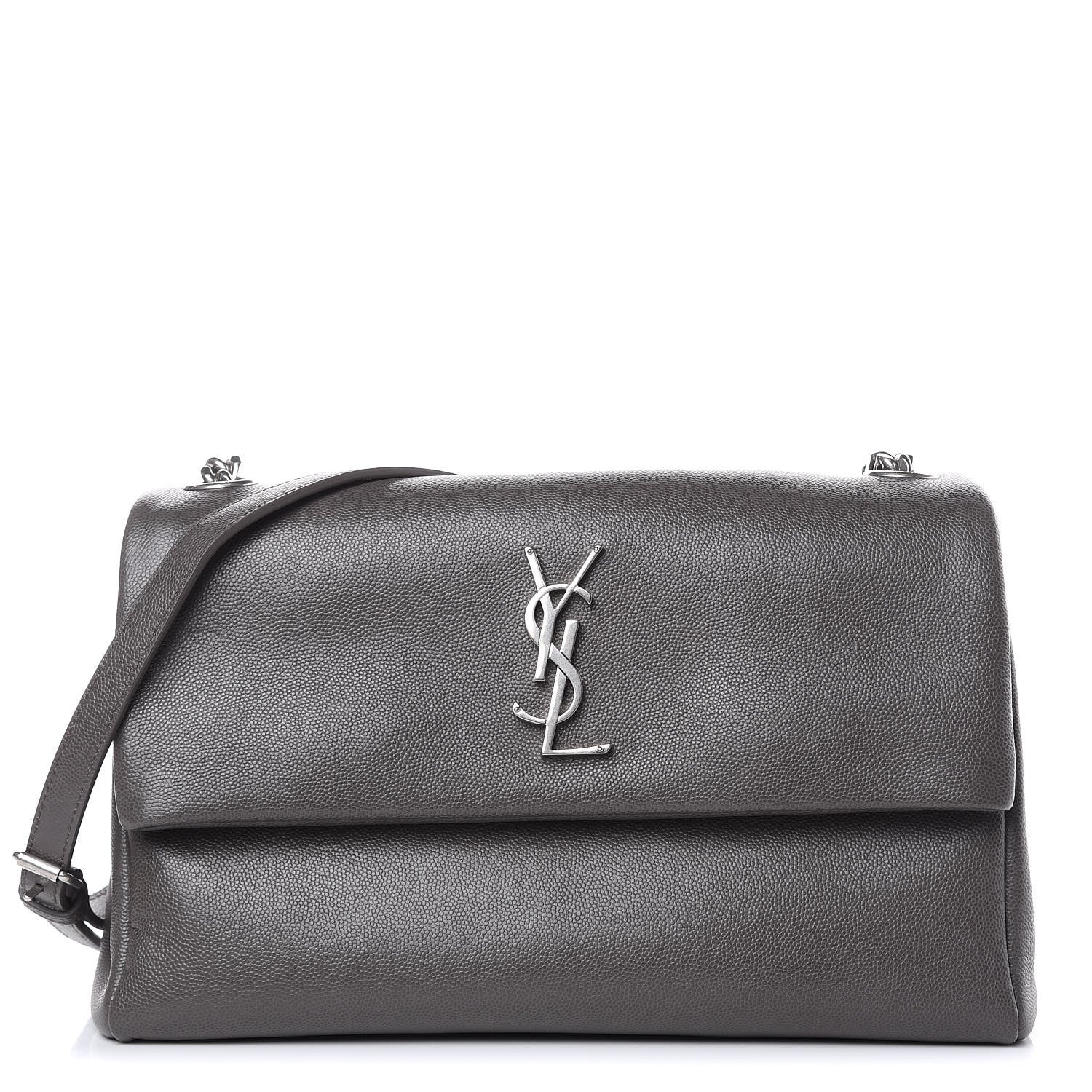 Saint Laurent Grain De Poudre Medium West Hollywood Monogram Fold-Over Earth 1 of 8
