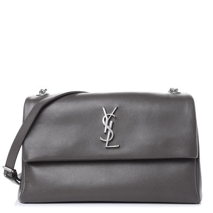 Saint Laurent Grain De Poudre Medium West Hollywood Monogram Fold-Over Earth 1 of 8