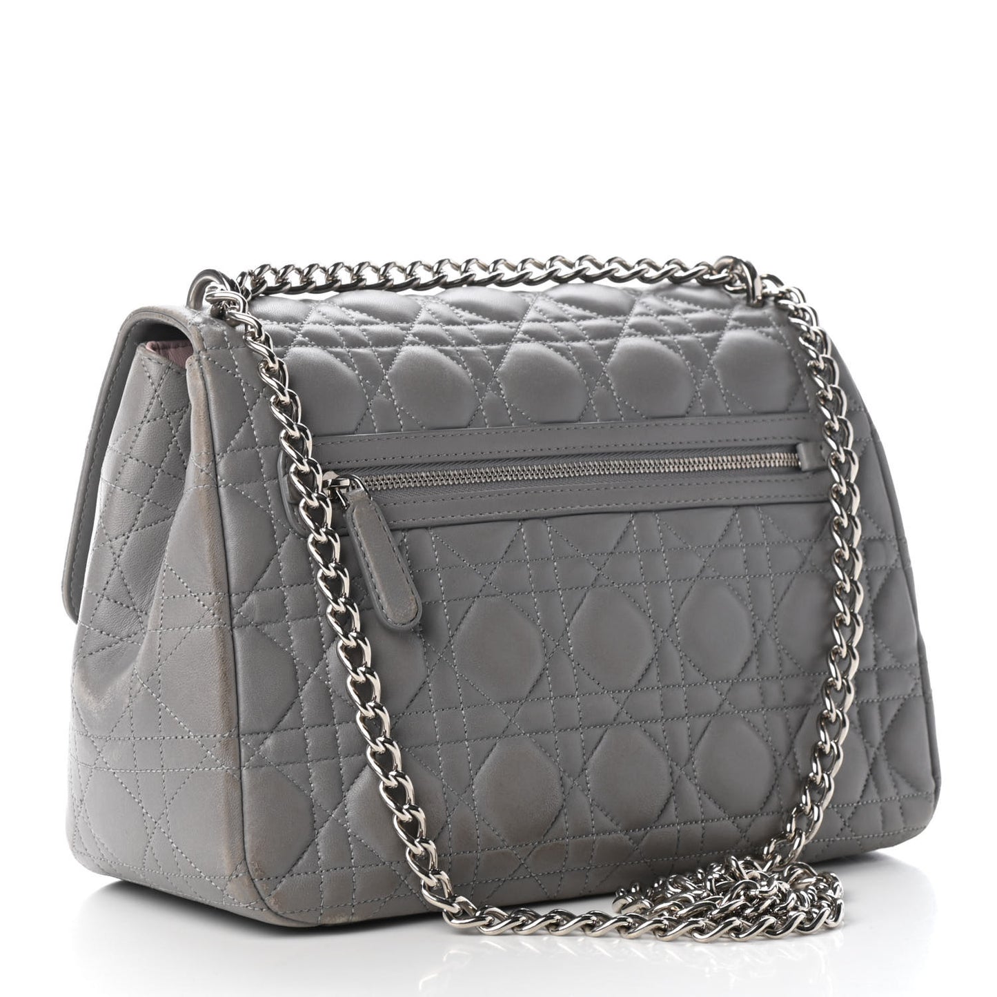 Lambskin Cannage Small Miss Dior Flap Grey
