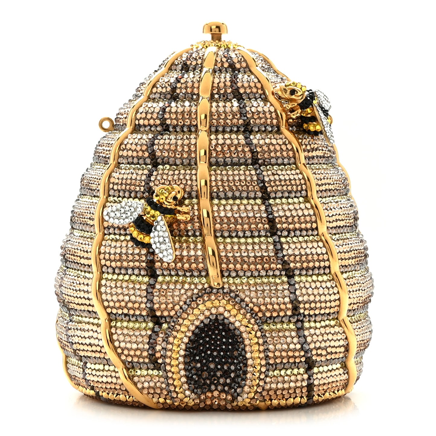 Crystal Beehive Minaudiere Clutch Gold