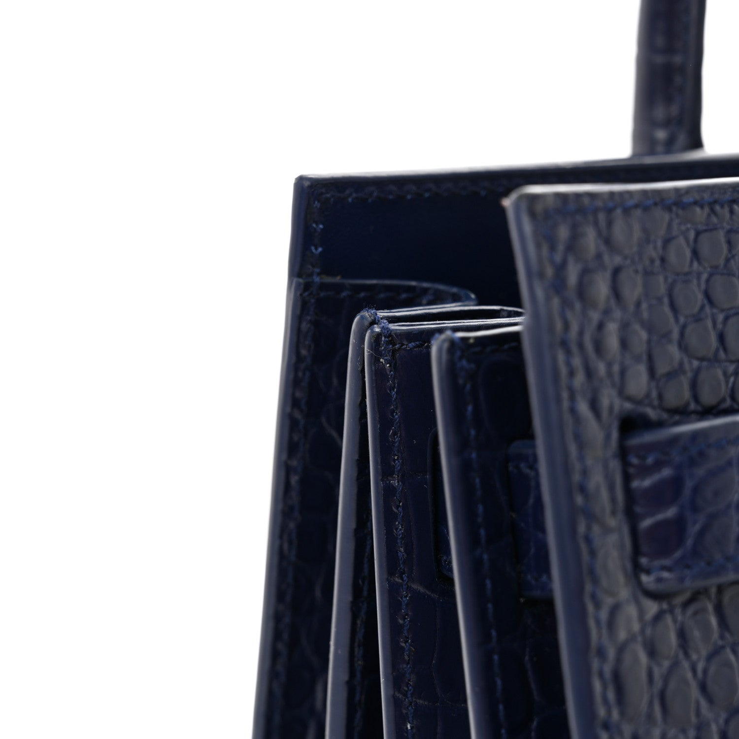 Saint Laurent Calfskin Crocodile Embossed Nano Sac De Jour Saphir 11 of 12