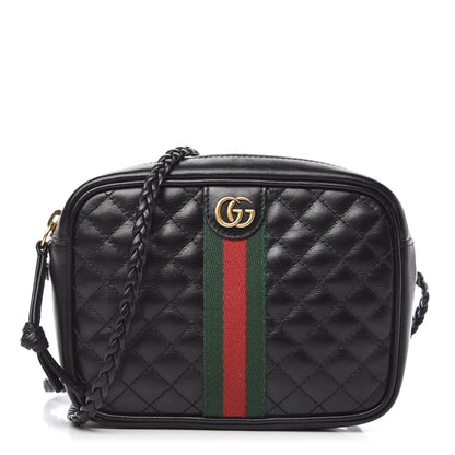 Gucci Calfskin Trapuntata Web Mini GG Shoulder Bag Black 1 of 10