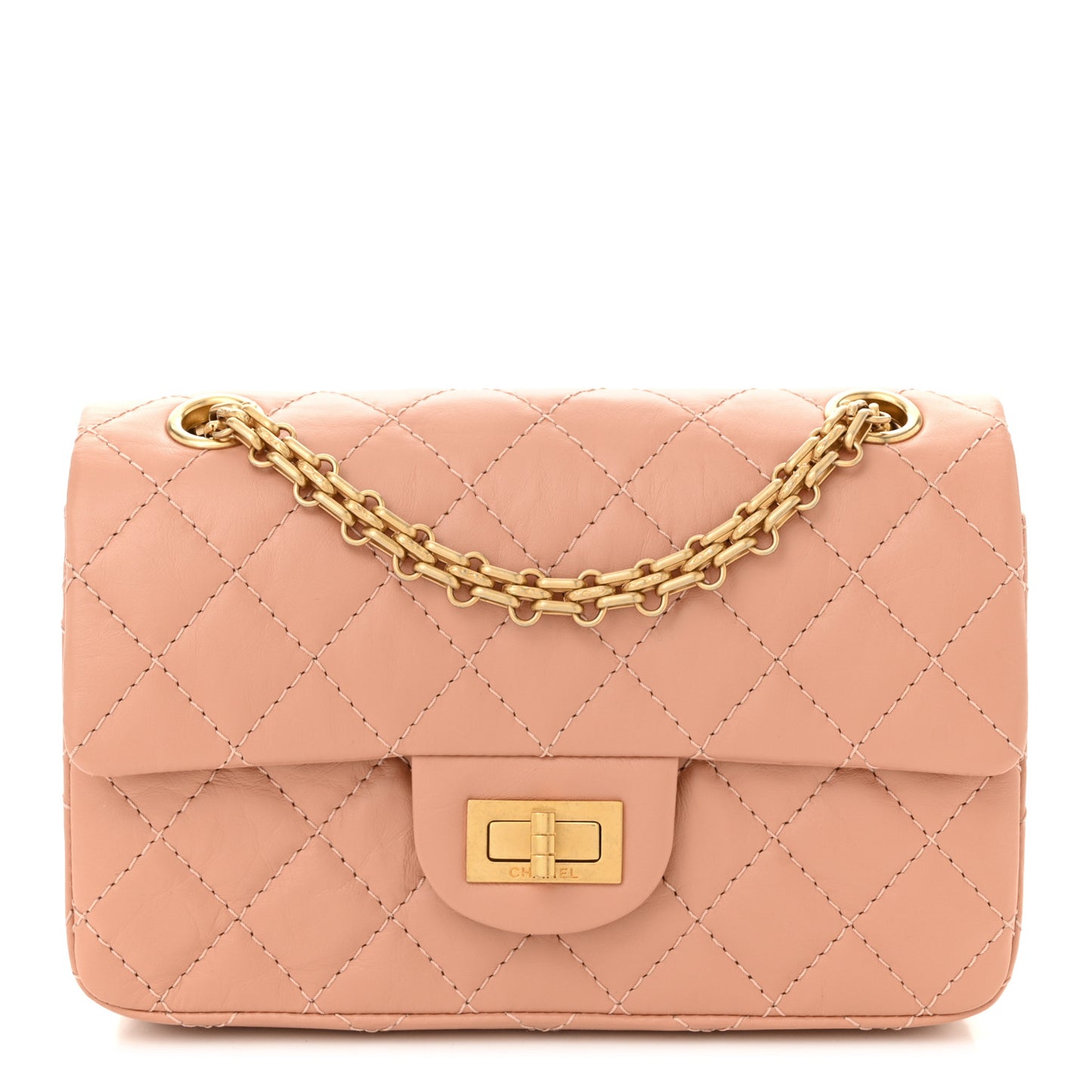 Aged Calfskin Quilted 2.55 Reissue Mini Flap Beige