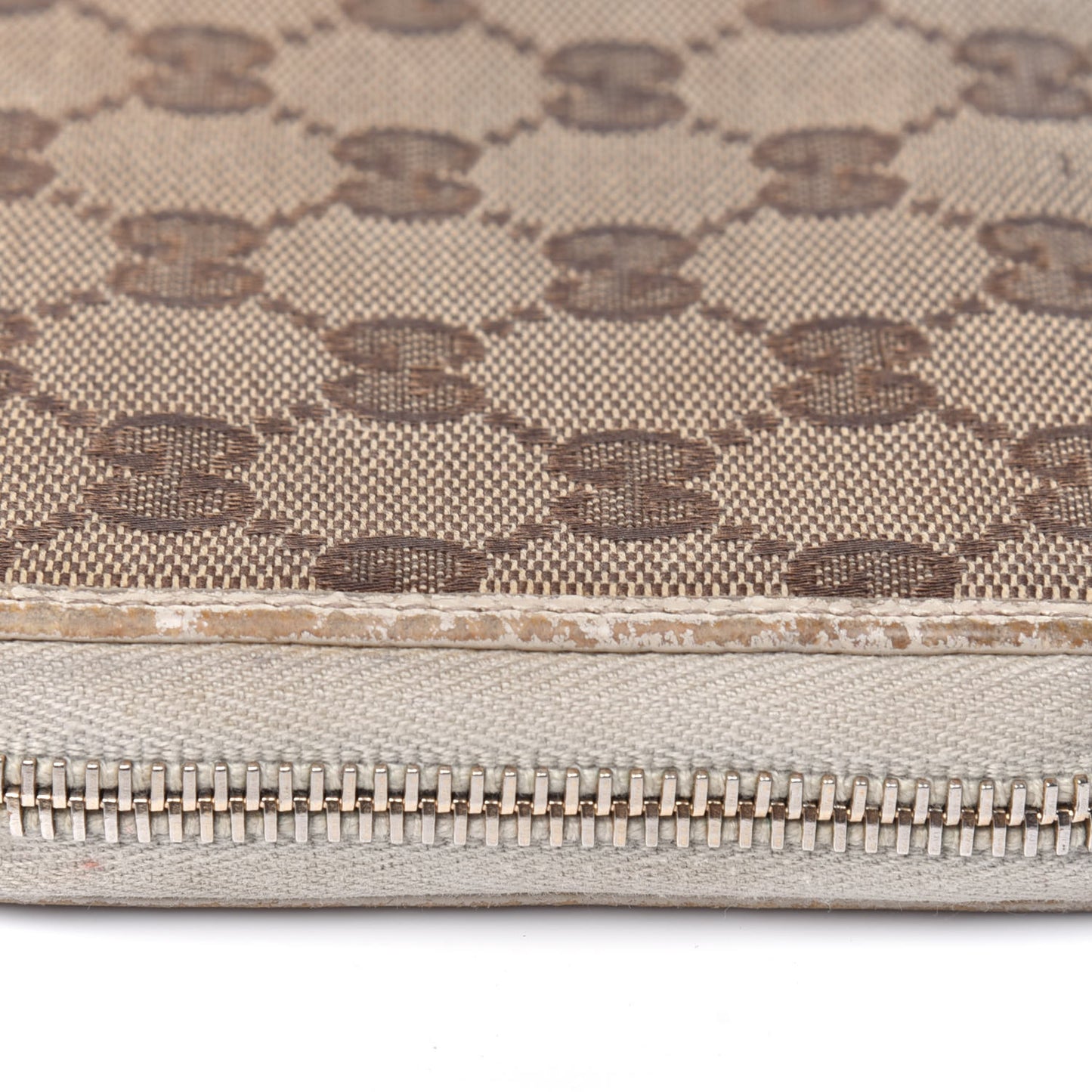 Monogram Metal Bar Zip Around Wallet Beige Ebony Off White