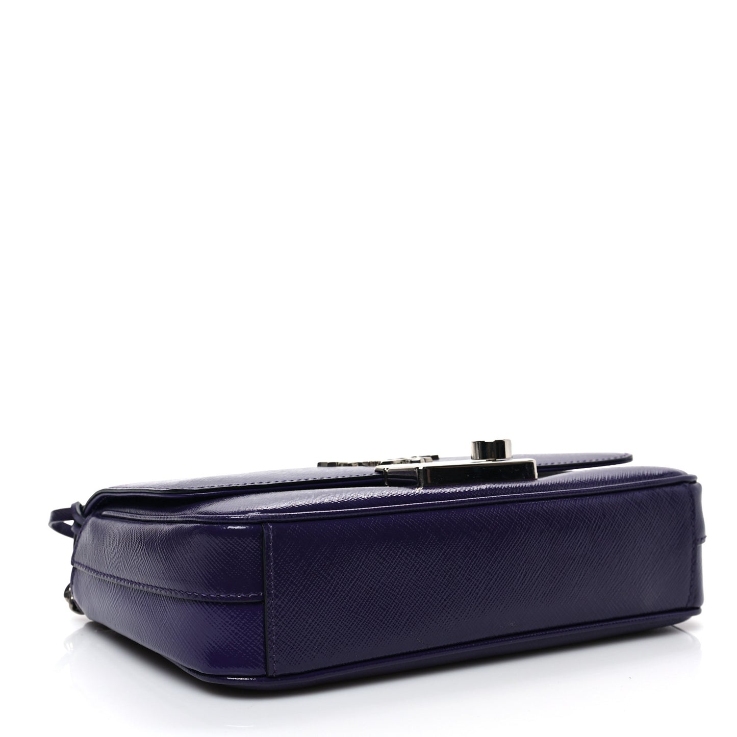 Saffiano Vernice Sound Flap Chain Crossbody Bag Viola