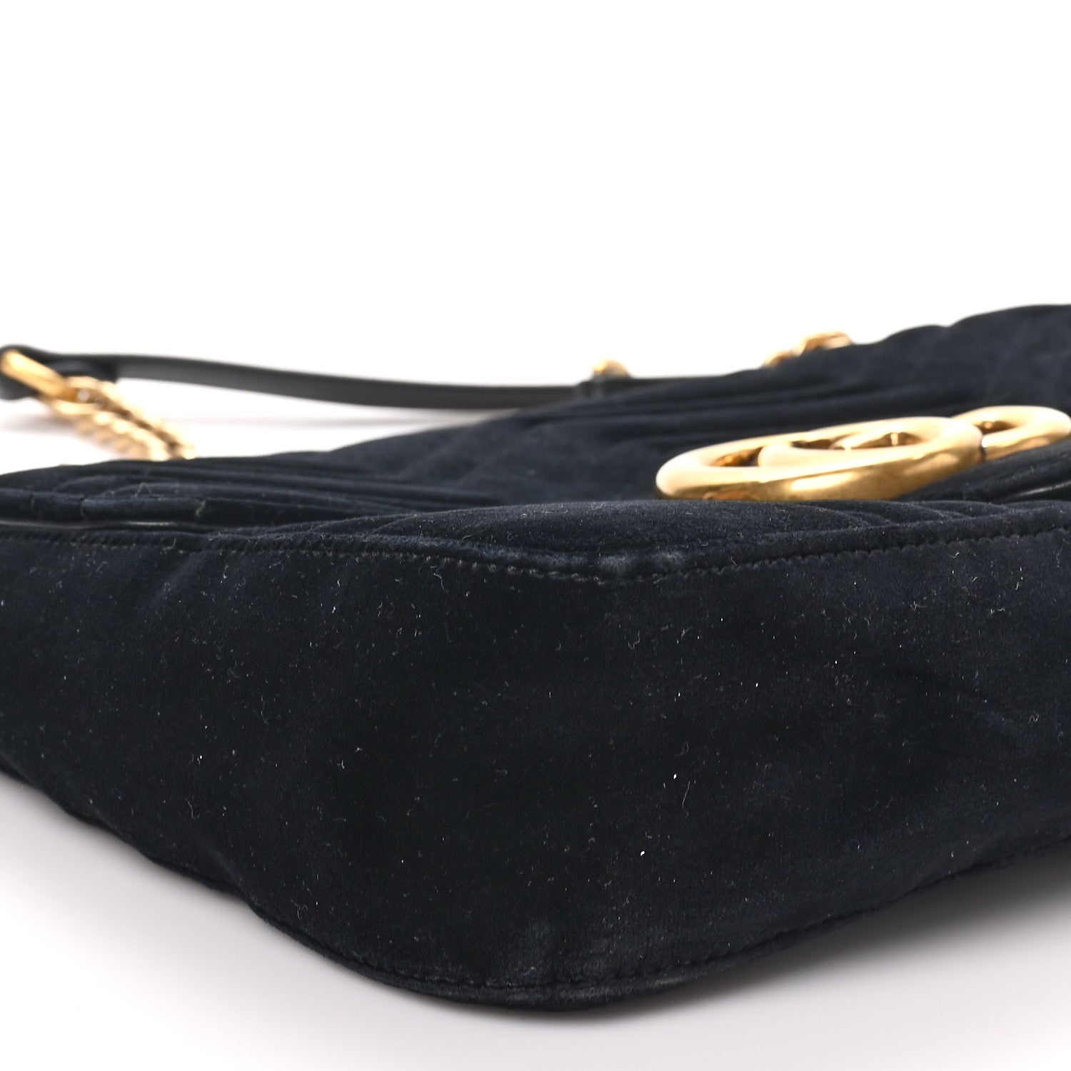 Gucci Velvet Matelasse Medium GG Marmont Shoulder Bag Black 9 of 10