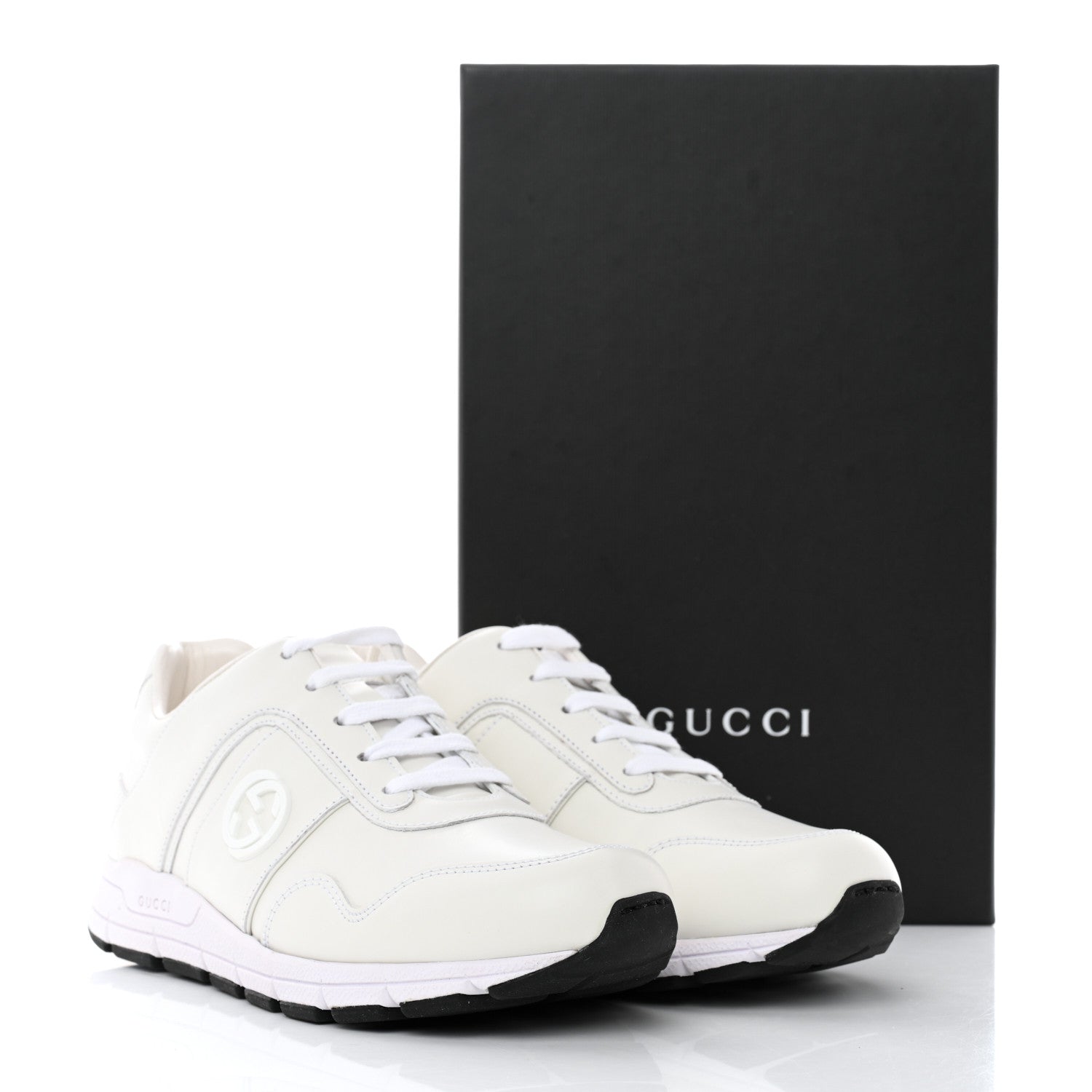 Gucci Calfskin Womens Interlocking G Sneakers 37.5 White 9 of 9