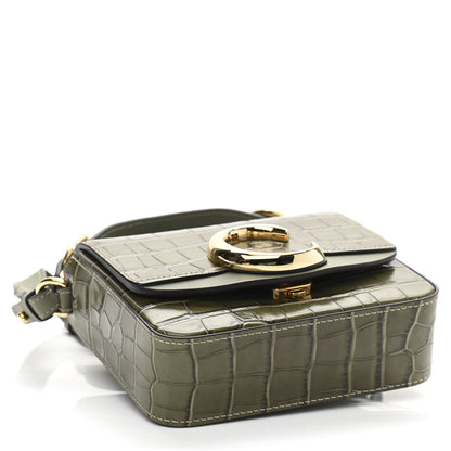 Chloe Calfskin Crocodile Embossed Mini C Double Carry Misty Forest 4 of 11