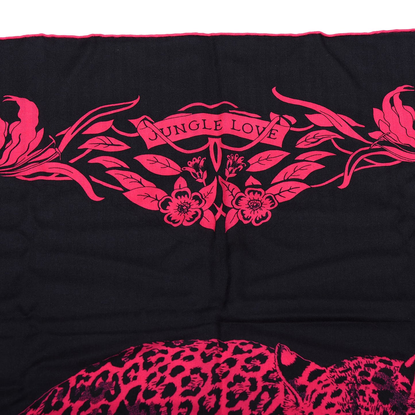 Cashmere Silk Jungle Love Tattoo Shawl 140 Black Rose Vif