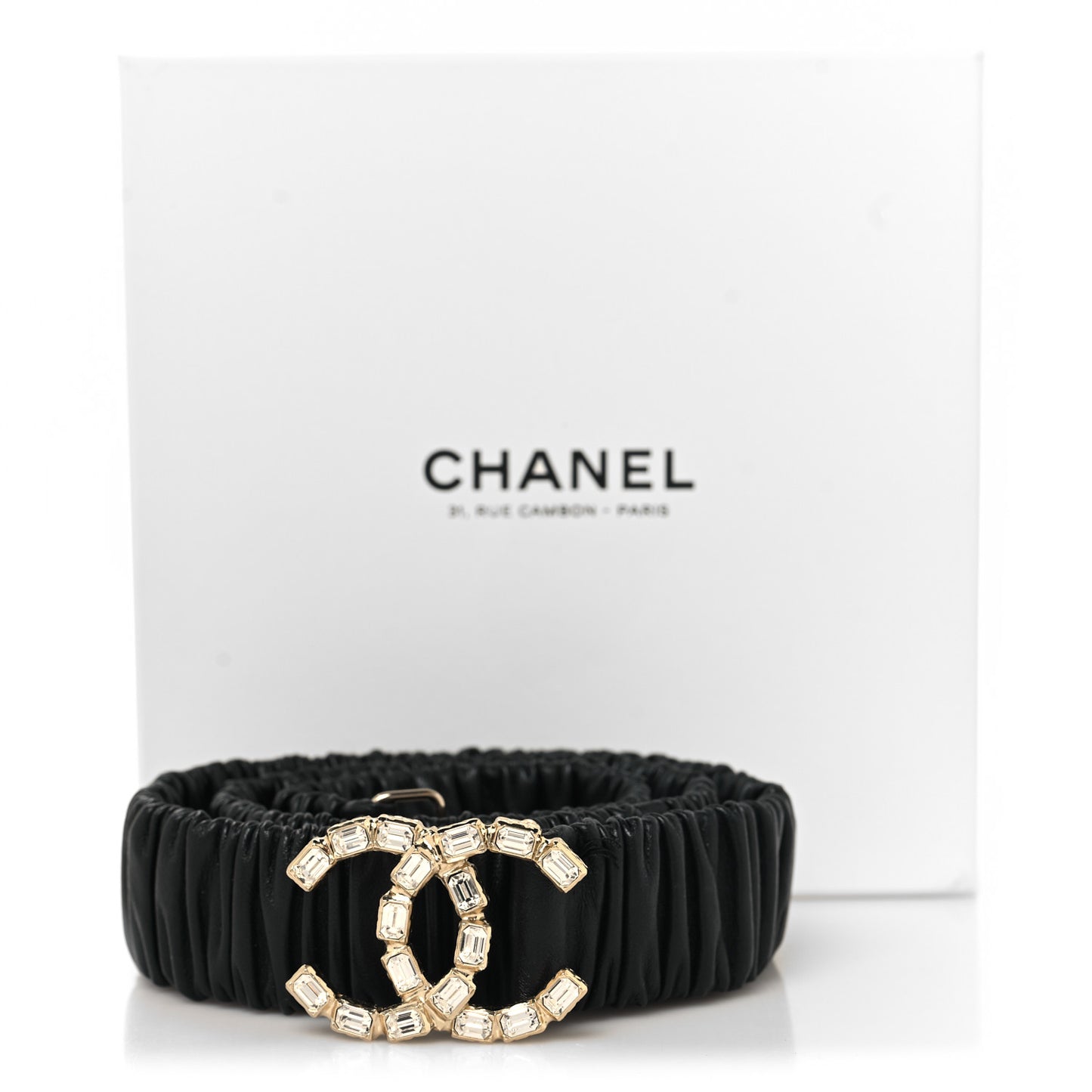 Lambskin Crystal CC Belt 85 34 Black