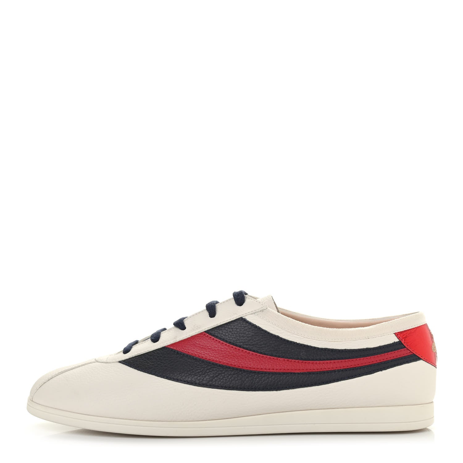 Gucci Calfskin Mens Web Falacer Sneakers 12 White Blue 1 of 4