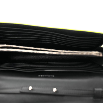 Saint Laurent Patent Grain De Poudre Matelasse Chevron Monogram Chain Wallet Neon Yellow 5 of 10