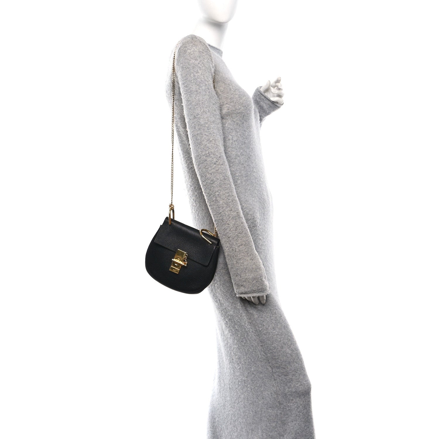 Chloe Grained Lambskin Mini Drew Shoulder Bag Black 2 of 10