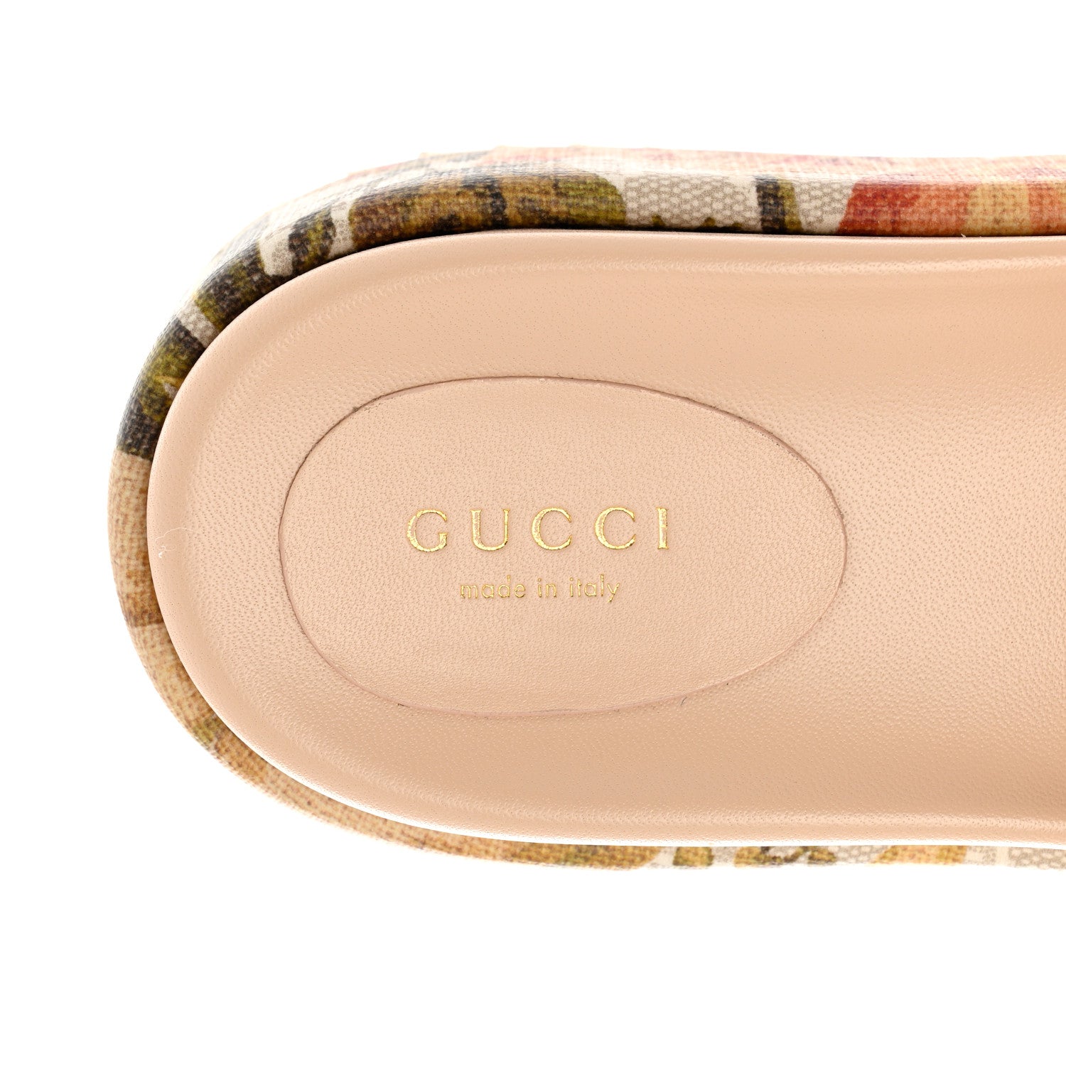 Gucci GG Supreme Monogram Water Flora Angelina Platform Slide Sandals 38.5 Beige White Multicolor 7 of 10