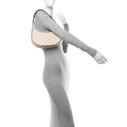 Celine Canvas Calfskin Ava Triomphe Shoulder Bag White 3 of 10