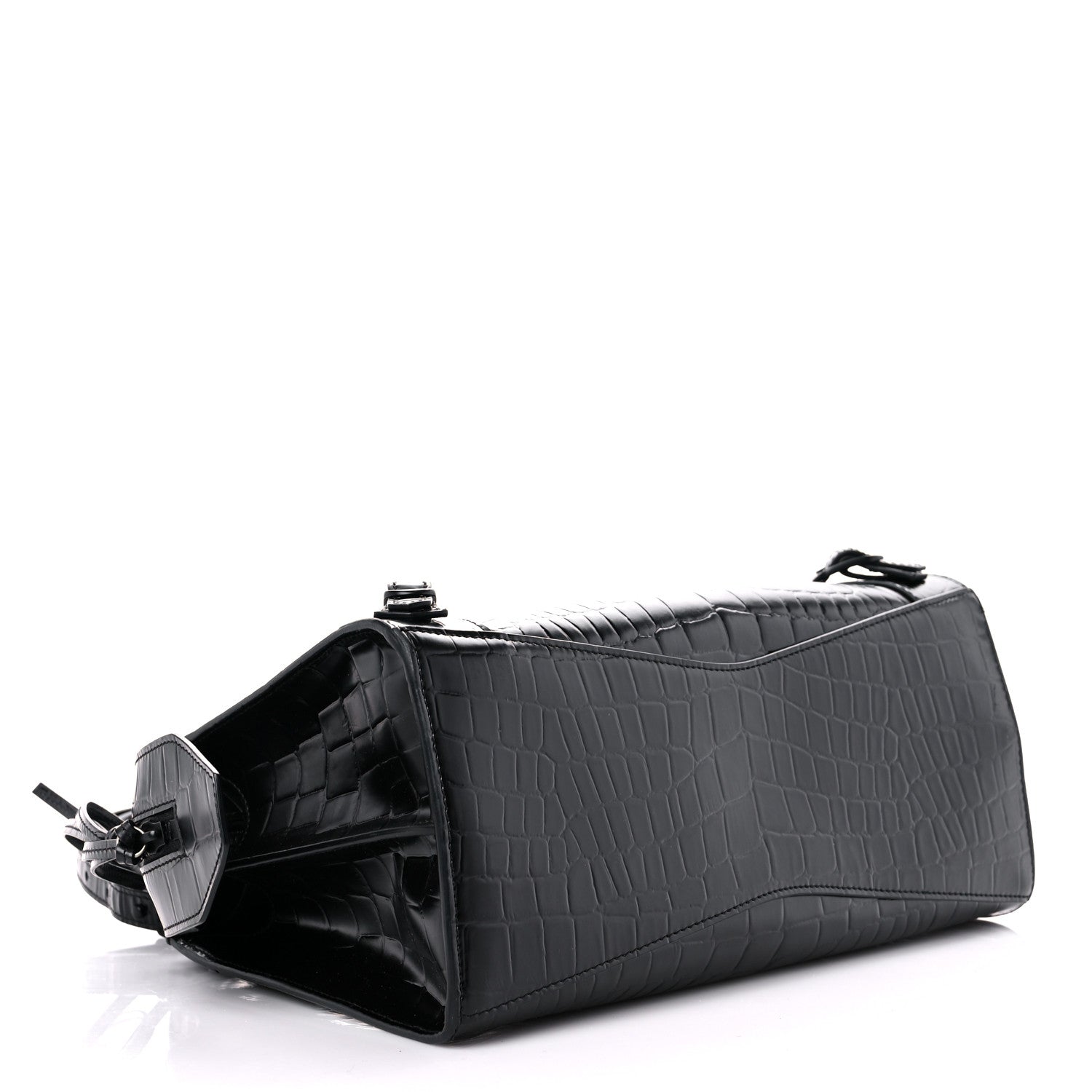 Balenciaga Semi Shiny Calfskin Crocodile Embossed Neo Classic Black Hardware S City Black 4 of 13