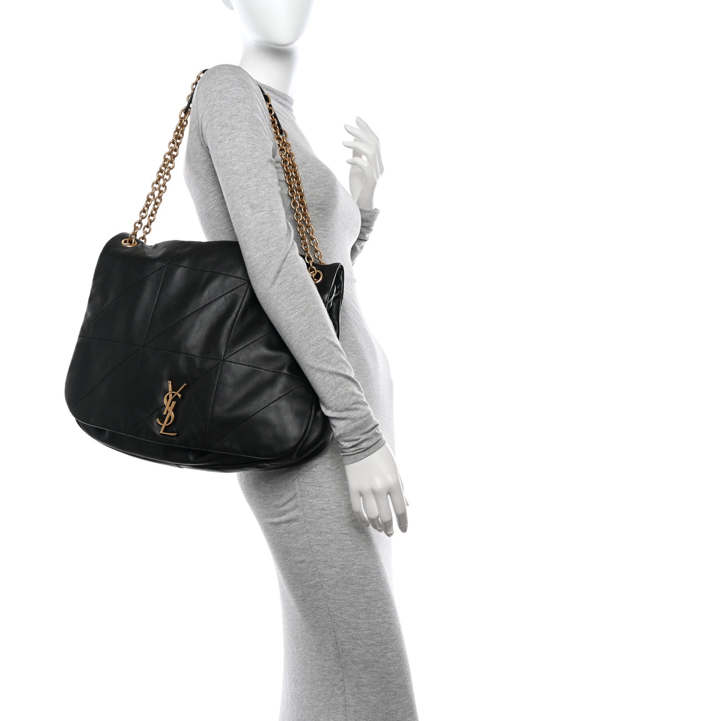 Lambskin Matelasse Monogram Large Jamie 4.3 Black