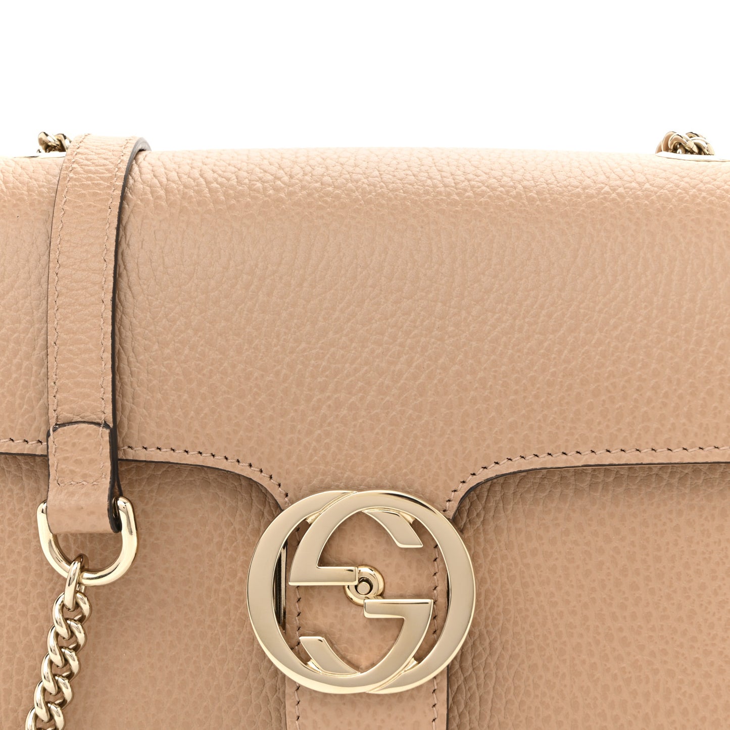 Dollar Calfskin Small Interlocking G Shoulder Bag Camelia