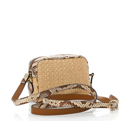 Gucci Raffia Elaphe Mini Ophidia Shoulder Bag Natural Cream Brown 3 of 11