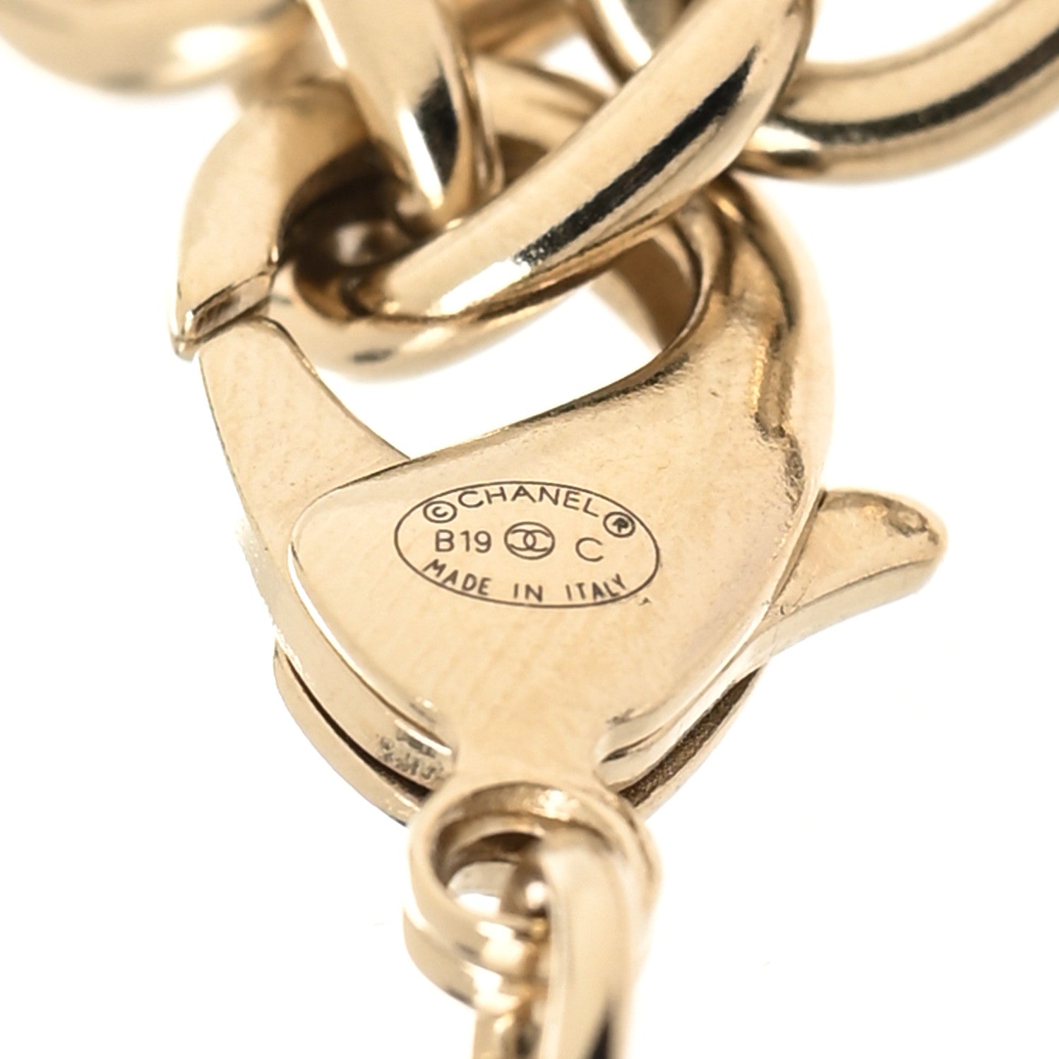 Chanel Resin Crystal CC Lifesaver Pendant Necklace Golden White 3 of 3
