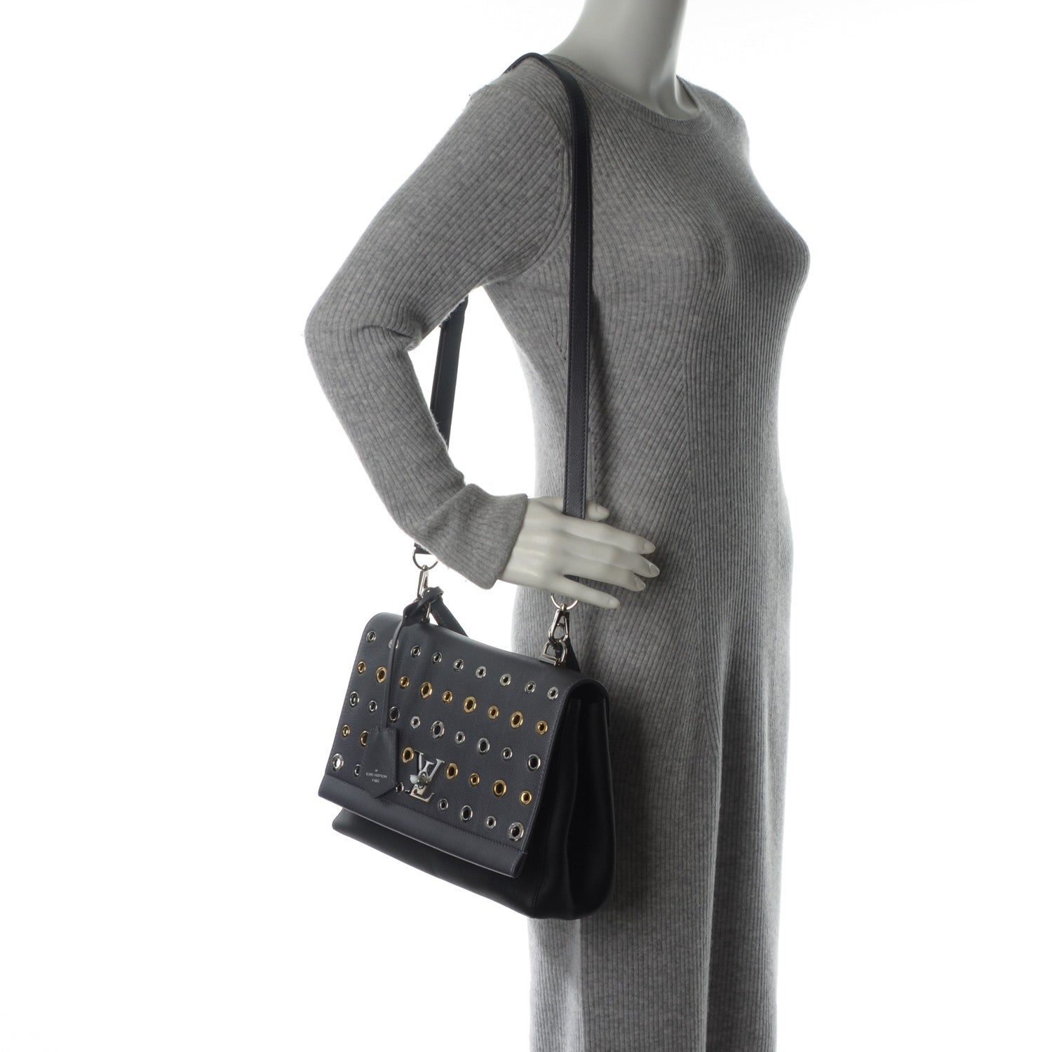 Louis Vuitton Soft Calfskin Eyelet Lockme II Top Handle Gris Silver 2 of 6