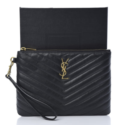 Saint Laurent Matelasse Chevron Monogram A5 Wristlet Black 8 of 8