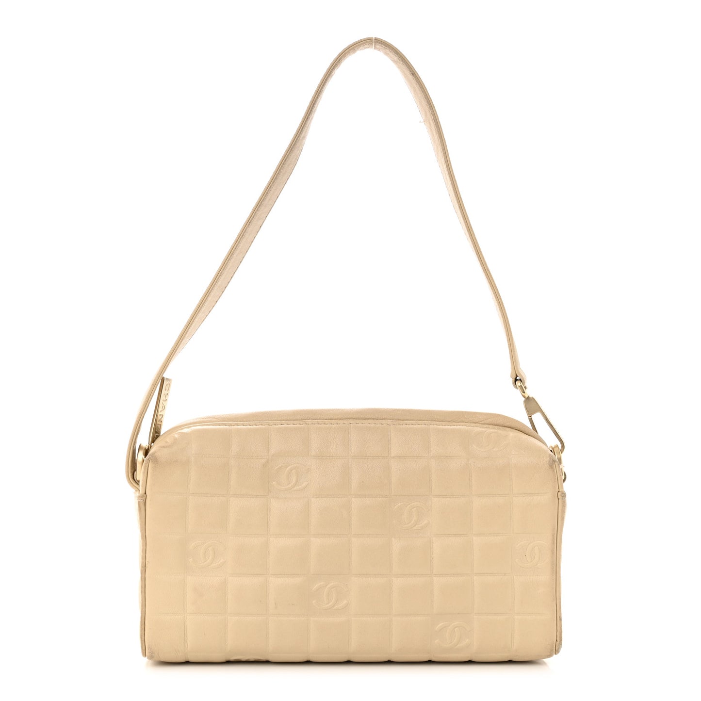 Lambskin Quilted CC Chocolate Bar Shoulder Bag Beige