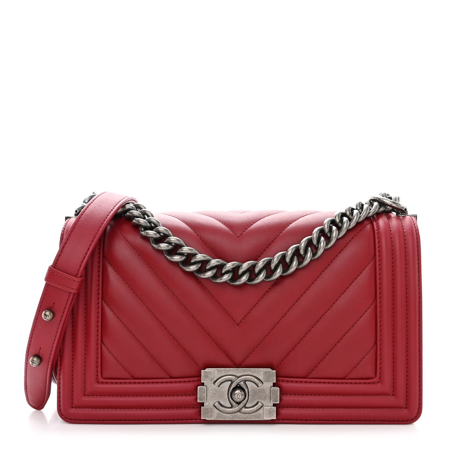 Chanel Lambskin Chevron Quilted Medium Boy Flap Red 1 of 11