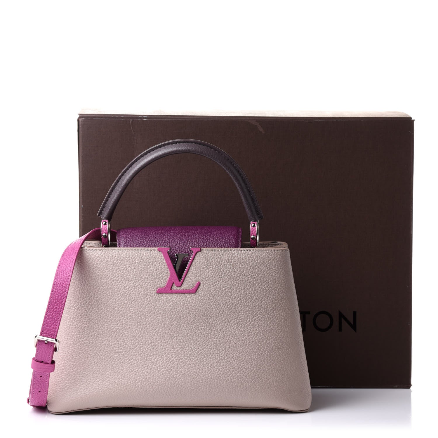 Louis Vuitton Taurillon Capucines PM Galet Violet 17 of 17