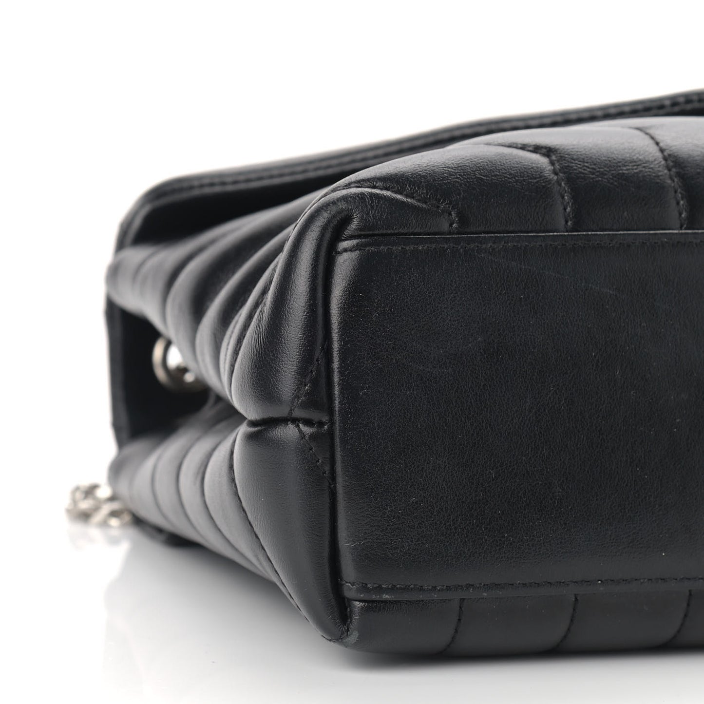 Calfskin Y Quilted Monogram Small Loulou Chain Satchel Black