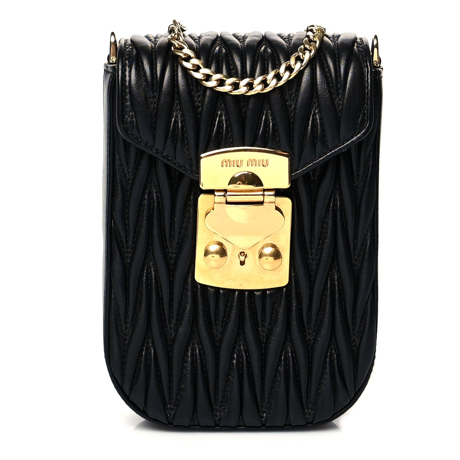 Miu Miu Nappa Matelasse Mini Crossbody Black 1 of 8