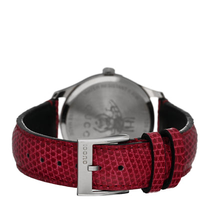 Gucci Stainless Steel Lizard Red Mother of Pearl 36mm G-Timeless Charm Quartz Watch 3 of 4