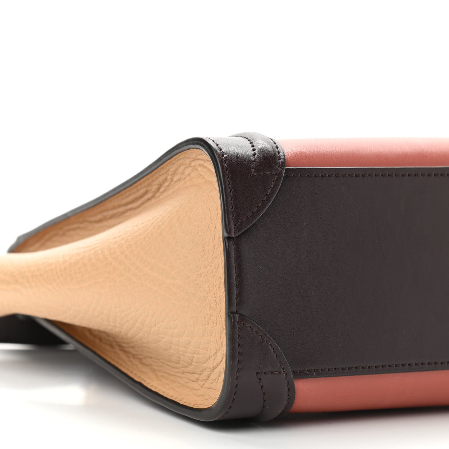 Smooth Calfskin Bullhide Nano Tri-Color Luggage Terracotta
